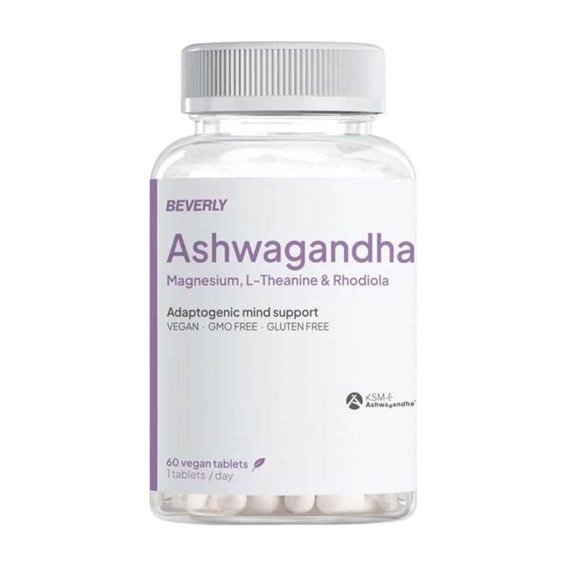 Ashwagandha KSM-66, Magnesio, L-Teanina y Rhodiola de Beverly Nutrition