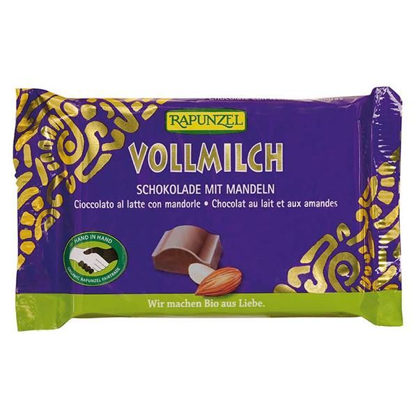 Snack de chocolate con leche con almendras rapunzel - 100g [biocop]