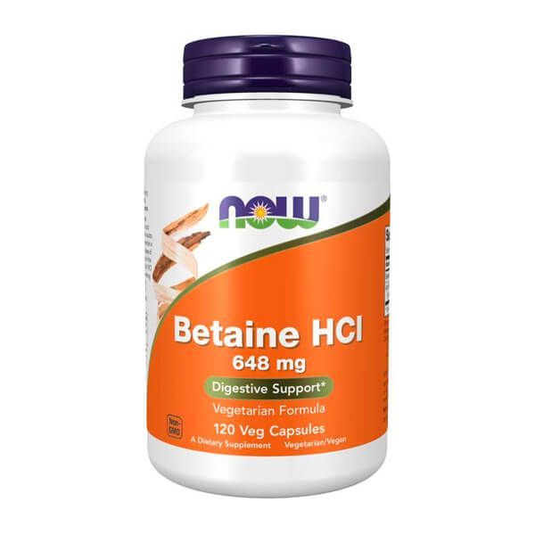 Betaína HCl 648mg - 120 Cápsulas vegetales