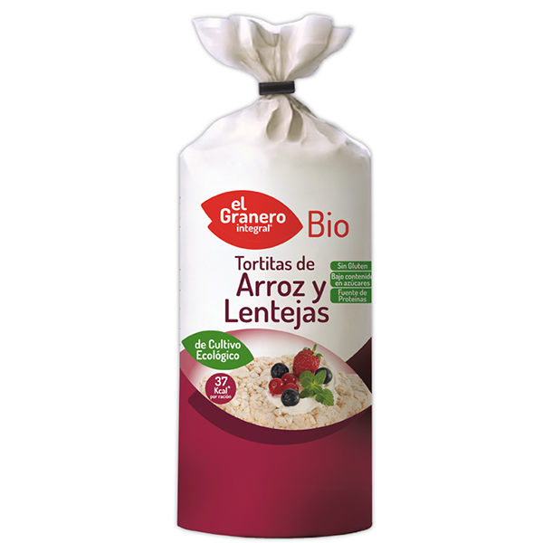 Tortitas de Arroz y Lentejas Bio de 115 g del fabricante El Granero Integral (Pancakes, Tortillas y Creps)