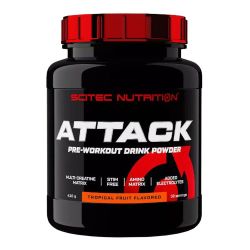 Attack presentación de 416g en la sección de pre entreno por Scitec Nutrition