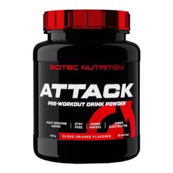 Attack envase de 416g hecho por Scitec Nutrition complemento alimenticio de pre entreno