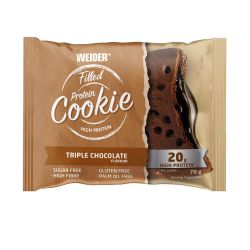 Galleta Filled Protein Cookie envase de 70g del fabricante Weider en la sección de dulces y galletas
