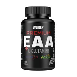 Premium EAA + Glutamina envase de 180 cápsulas suplemento de esenciales e hidrolizados hecho por Weider