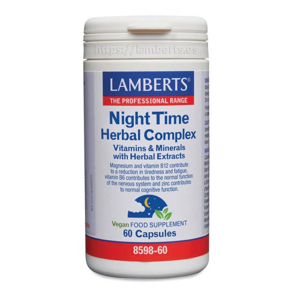 Night Time Herbal Complex de 60 cápsulas de Lamberts suplemento de mejora del sueño